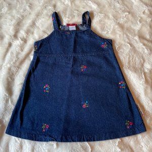 2/$40 Please Mum Blue Denim Dress Baby Size 24 MTHS Vintage Made in Canada